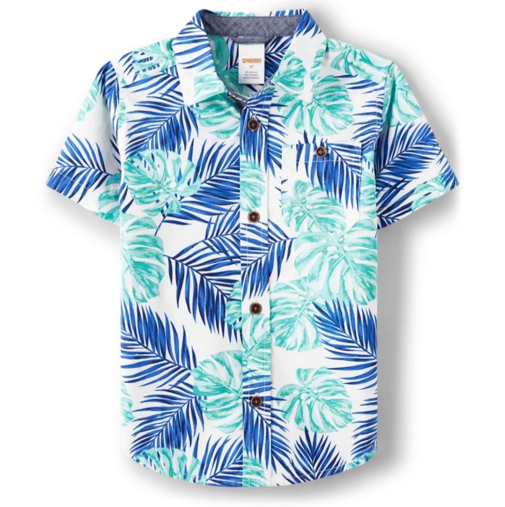 Boys  Gymboree Tropical Leaf Button Up Shirt (size 7)